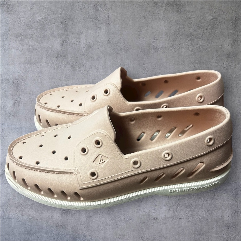 Sperry Light Tan Perforated Slip-Ons